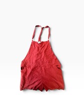 Torrid Plus Size 4 Red Linen Romper Square Neck Strappy Sleeveless Pockets picture