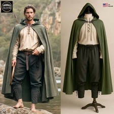Men's Medieval Renaissance Cape Outfit Viking Ranger Costume Set LARP picture