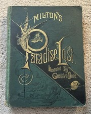 1886 Antique Paradise Lost Illustrated By Gustave Dore Hardcover Book 10”x13” picture