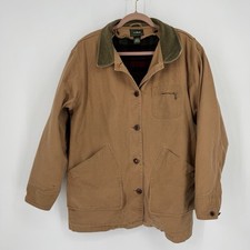 Vintage LL Bean coat womens XL tan brown chore barn fall winter blanket lined picture