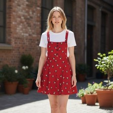 Torrid Disney Minnie Mouse Challis Skirtall Womens 0 Red Button Front Skirt NWT picture