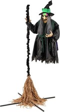 7 FT Halloween Standing Animated Witch on Broom picture