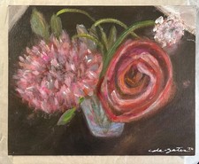 Original 8x10 Folksy Abstract Still Life Floral Painting Contemporary Flower Art picture