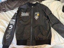 Bosuman Raijin Bomber Jacket Black M-L Graphic Print Zipper Embroidered picture