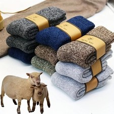 3/5 Pairs Solid Color Wool Socks for men Winter Warm Socks Thermal Socks Thick picture