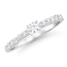 AUCTION - NEW Diamond Ring - 0.46 Cts; Silver Band (Size 6.5); Est $5,765. picture