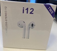 TWS True Wireless Stereo i12 Earbuds Headphones White Auto Pairing - New In Box picture