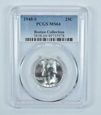 1948-S Washington Quarter Boston Collection MS64 PCGS Blue Label picture