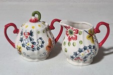 Pier 1 Imports Paisley Sugar & Creamer Set Ceramic Multicolor picture