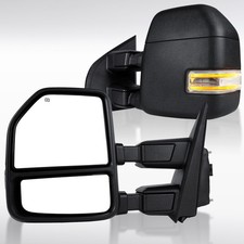 Fit 1999-2016 Ford F250 F350 F450 Black Power Heated Towing Mirrors+LED Signal picture