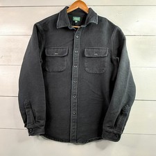 J Crew Fleece Shirt Jacket Mens M Black Workwear Overshirt Flannel Shacket picture
