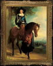 Handmade antique Oil Painting art Portrait Female women horse on canvas 24