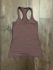 lululemon athletica Maroon & White Striped Racerback Tank picture