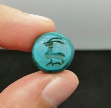 Old  Roman Intaglio Turquoise Ancient  Stone Wonderful Seal Stamp Amulet picture