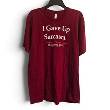 American Apparel Burgundy I Gave Up Sarcasm Mens Graphic Short Sleeve Tshirt XL picture
