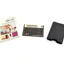 Vintage HP 12C Financial Calculator 1985 USA Gold Bezel w/ Case Manual Works picture