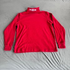 Red Croft & Barrow turtleneck sweater w embroidered snowflakes on collar- Size S picture