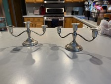 Pair Gorham Sterling Silver Weighted 3-Light Candelabra #216 9” Candle Holders picture