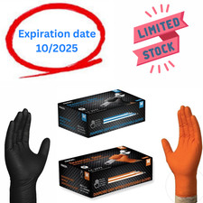 Black/Orange Nitrile Disposable Gloves 6 Mil Raised Diamond Texture | Fast Ship picture