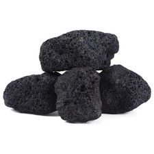 6.1-8.1 Inches Natural Black Lava Rock, 4 PCS Large Aquarium Rocks for Aquasc... picture