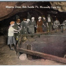 c1910s Mammoth Cave, KY Minerva Dome Side Saddle Pit Tour Postcard Lantern picture