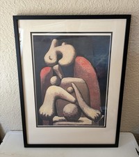 Picasso Lithograph Woman In A Red Armchair Cubism Modern Art Vintage Home Decor picture