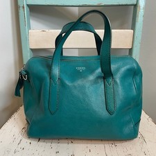 Fossil Sydney Satchel Teal Pebble Leather Handbag ZB5486 No Shoulder Strap picture