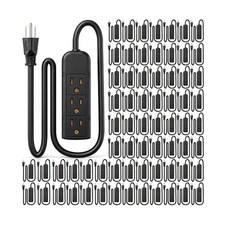 Copkim 36 Pack 3 Outlet Power Strip Flat Plug Extension Cord, 1 ft, Black picture