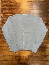 50s/60s Vtg Parker of Vienna Alpaca Wool Cardigan Sweater Light Blue Austria 44 picture