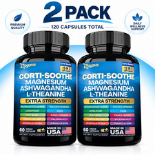 2 Pack Zoyava Corti-Soothe Magnesium Ashwagandha L-Theanine 60 Caps Each picture