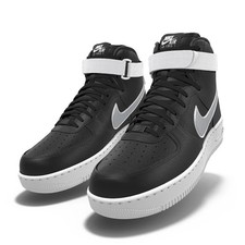 250 NEW Mens Nike Air Force 1 High Vandal Metallic Silver & Black Custom Shoes picture