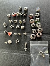 Authentic Pandora Lot of 34 Retired Charms & 2 Snake Bracelets ALE 925 On All picture