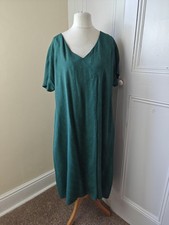 Toast Women's Shift Dress UK 18 Viscose Emerald Green MIDI Short Sleeve Summer picture