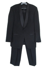Vintage Givenchy Monsieur Men 42R Black Wool Tuxedo Suit 1-Button Shawl Collar picture