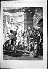 Old Print A Snake Charmer F Fabbi South Essex Coursing Meet Rainham 1891 19th picture