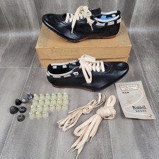Rare Vintage Riddell T9 Snug Tie Leather Track Cleats 1950's Shoes Size 9 picture