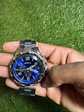 Geneva Men’s Quartz Multi-Dial Blue Analog Silver Metal Bracelet Watch picture