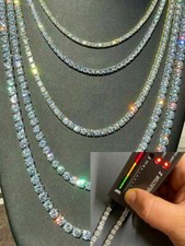 MOISSANITE Tennis Chain Real 925 Silver Yellow Rose Gold Plated Necklace 3-7mm picture