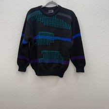 VTG Coogi Australia Pure Wool Black Knit Crewneck Pullover Sweater Mens sz Small picture