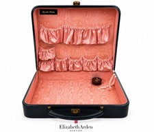 Elisabeth Arden Vintage 1950s-1960s Beauty Bag Genuine Leather Blue Moiré picture