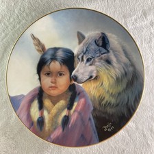 LOYAL ALLIANCE Plate Pride of America's Indians Native American Child & Wolf #5 picture