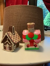 2 Vintage Styrofoam Christmas Ornament Houses Japan Kitsch 60s MCM picture