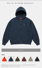 Supreme Men's Full Zip Hooded Hoodie Navy Solid Logo Fleece Regular Fit picture