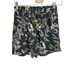 Frank and Oak XS Floral Black Stretch Casual Shorts Dark Fairycore Whimsigoth picture