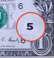 1988A WEB PRESS Note Plate 5 6 F52013053U Fancy Serial Number One Dollar Bill FU picture