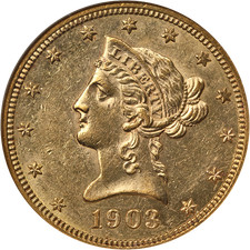 1903-P Liberty Gold $10 ANACS AU58 Great Eye Appeal Nice Strike picture