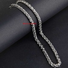 Pure 999 Fine Silver Necklace 5.0mm Round Wheat Link Chain 19.7-27.5inch L picture