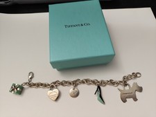 Tiffany & Co Sterling Silver Bracelet w Enamel Gift Box High Heel Dog Charm RARE picture