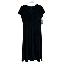 NWT R & M Richards Womens Black V Elegant Stretchy Midi Dress Size 10 picture