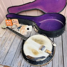 Vintage Kay Kraft Electric Tenor Banjo Pearloid Veneer Headstock 4-String Case + picture